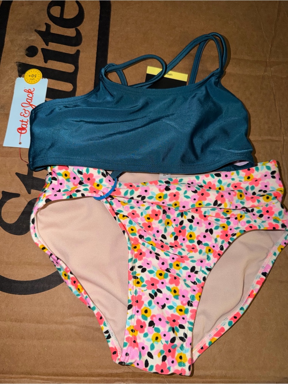 Target Girls Two-Piece Bikini Set Teal Top & Floral Bottom